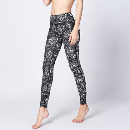 Women Casual High Waist Floral Printed Quick Drying Camouflage Yoga Leggings