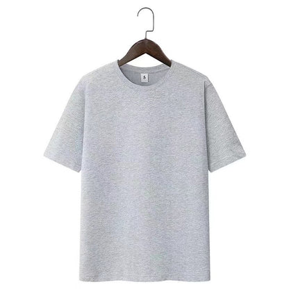 Camiseta básica holgada informal de color liso con cuello redondo para mujer