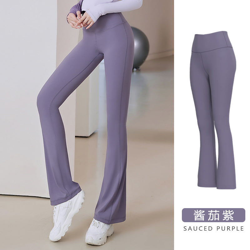 Pantalones deportivos acampanados de cintura alta, transpirables, de secado rápido y ajustados para mujer, para fitness y yoga.