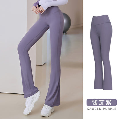 Pantalones deportivos acampanados de cintura alta, transpirables, de secado rápido y ajustados para mujer, para fitness y yoga.