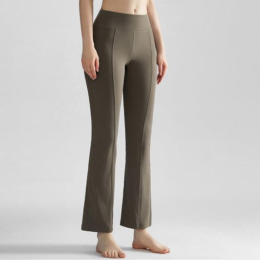 Pantalones deportivos de yoga de cintura alta de color sólido casuales de moda para mujer
