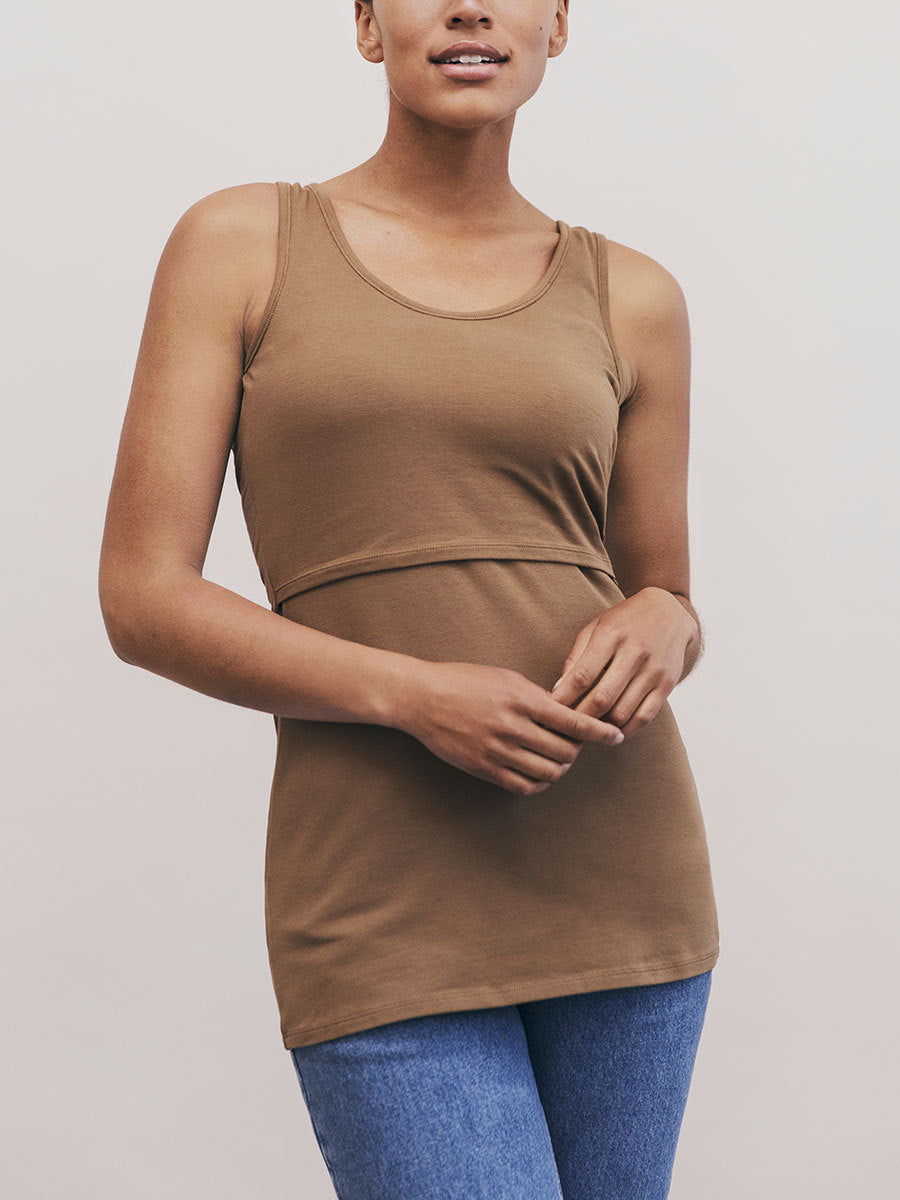 Summer Casual Round Neck Sleeveless Breastfeeding Top For Pregnant Women