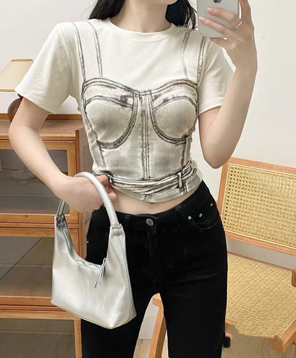 Camiseta de manga corta con estampado casual de moda para mujer