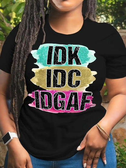 Camiseta informal de manga corta con estampado de dibujos animados para mujer