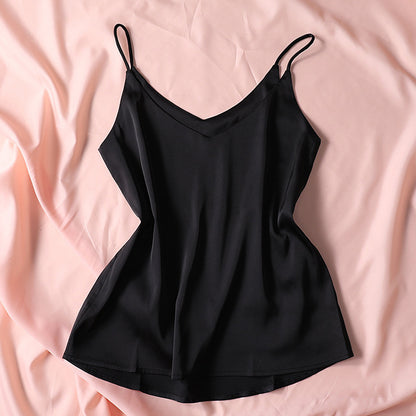 Women Casual Sleeveless Solid Color Satin Camisole