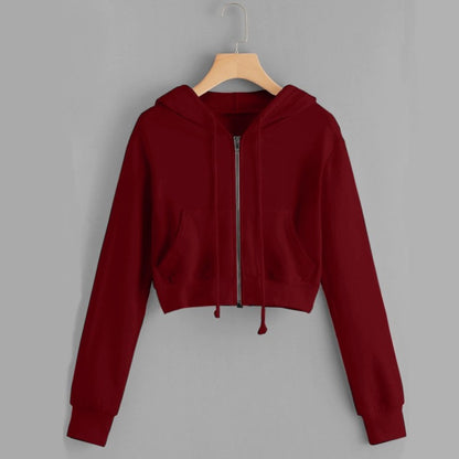 Abrigo con capucha de color liso y mangas largas de otoño para mujer