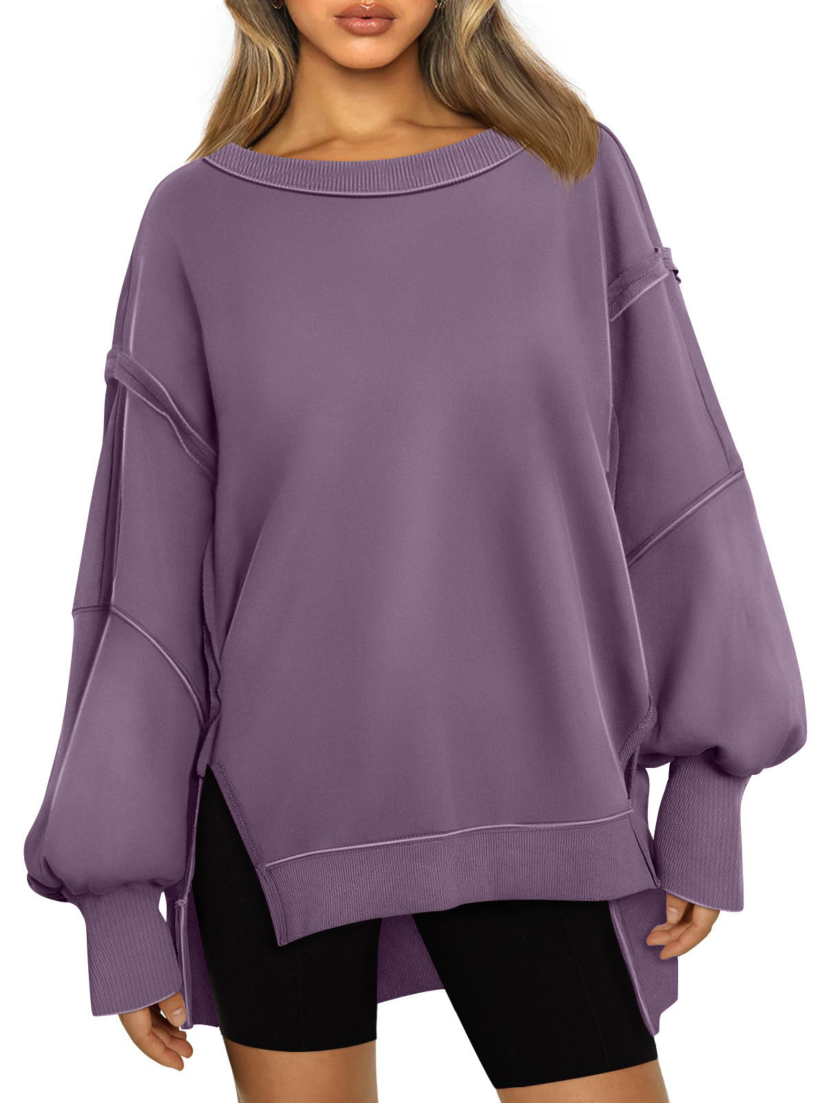 Sudadera informal de cuello redondo y manga larga para mujer