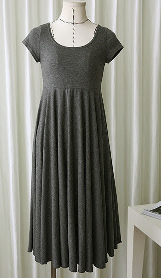 Summer Pregnant Women'S Casual Solid Color U-Neck Short Sleeve Dress