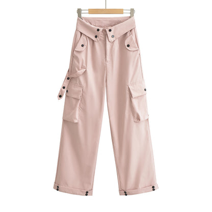 Women Casual Solid Color Loose Street Cargo Pants