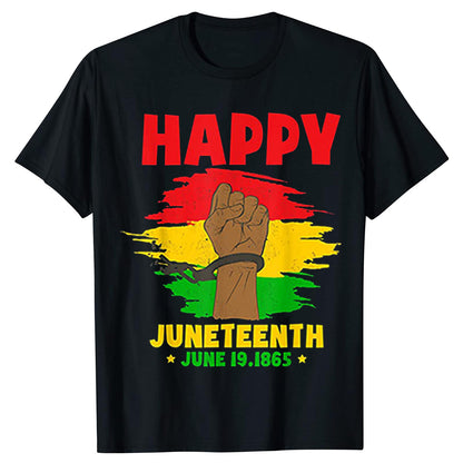 Camiseta unisex informal de manga corta con estampado de letras africanas Juneteenth