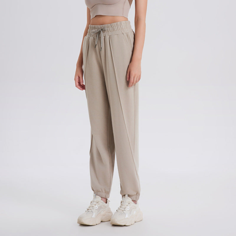 Women Fashion Casual Solid Color Drawstring Jogger Pants