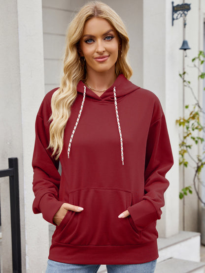 Autumn Winter Women Fashion Casual Solid Color Long Sleeve Hoodies