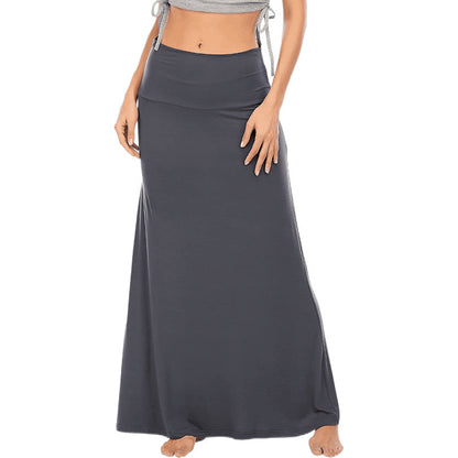 Women Solid Color High Waist Casual Loose Long Dress