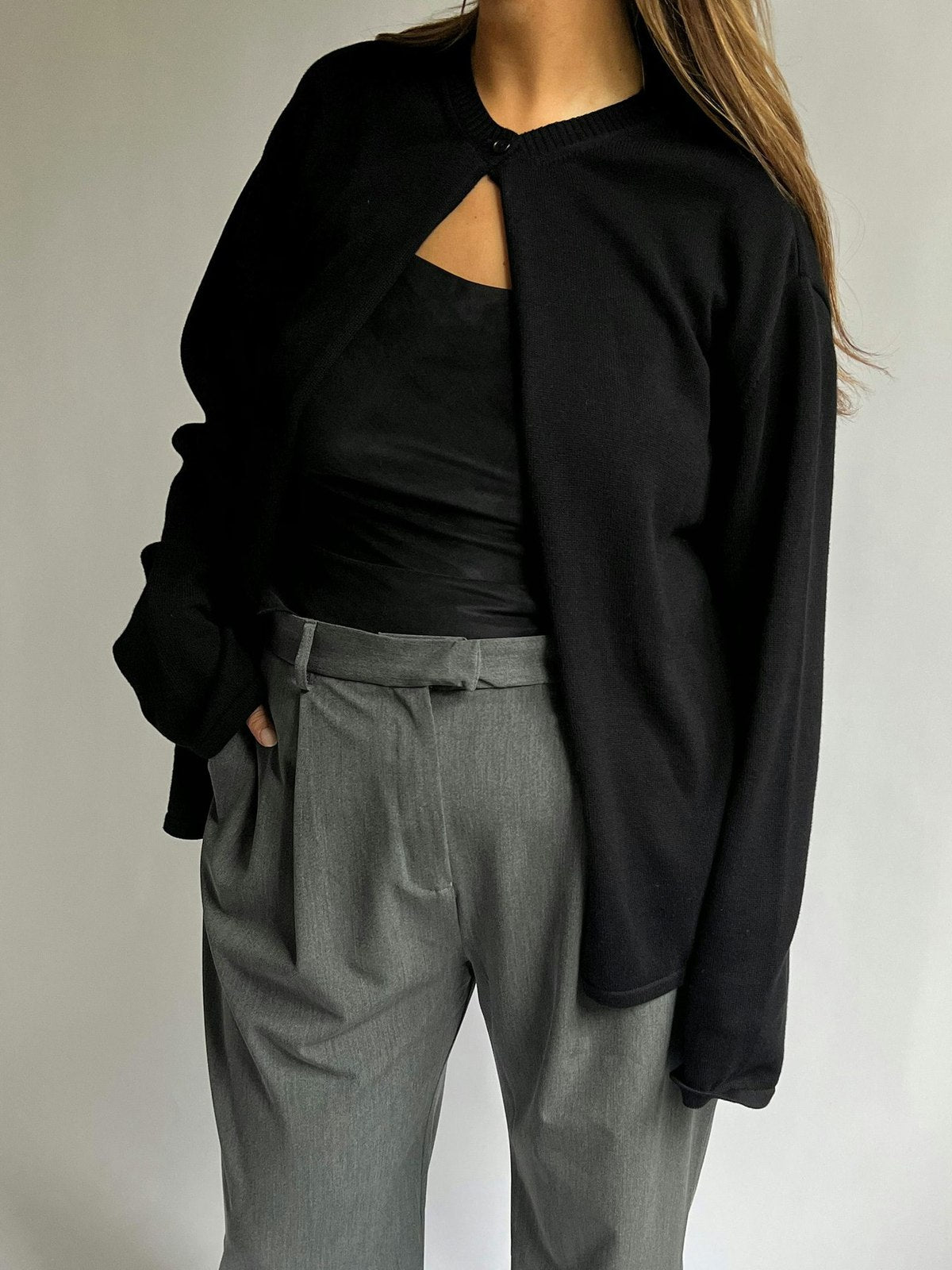 Women Fashion Casual Solid Color Long Sleeve Knitted Sweater Jacket