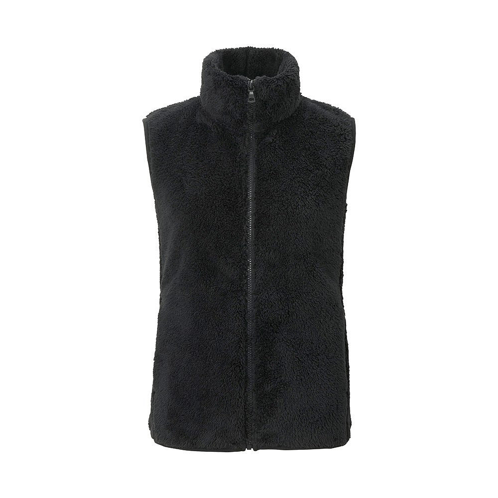 Chaleco informal de invierno de lana de color liso con cuello alto sin mangas para mujer