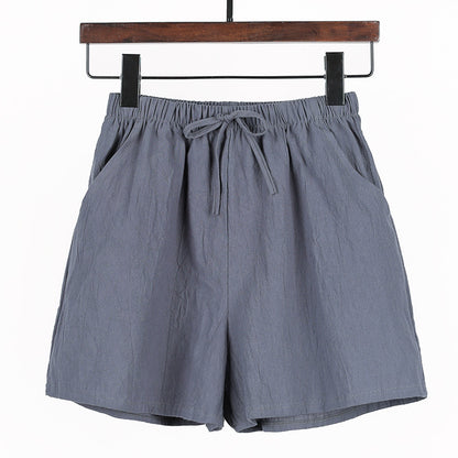 Women Linen Cotton Linen Sports Casual Wide Leg Shorts