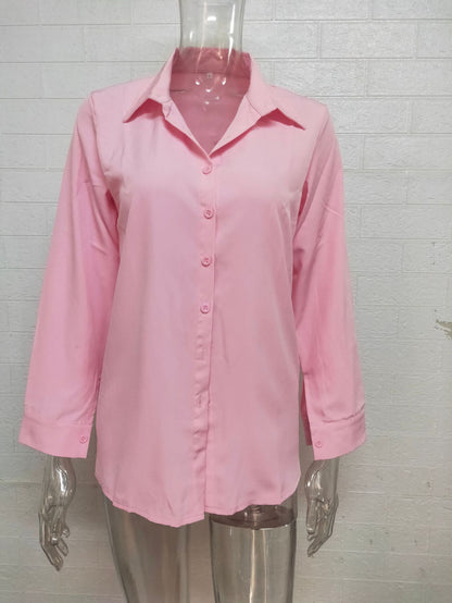 Camisa informal de manga larga con solapa y estampado de rayas de leopardo para mujer