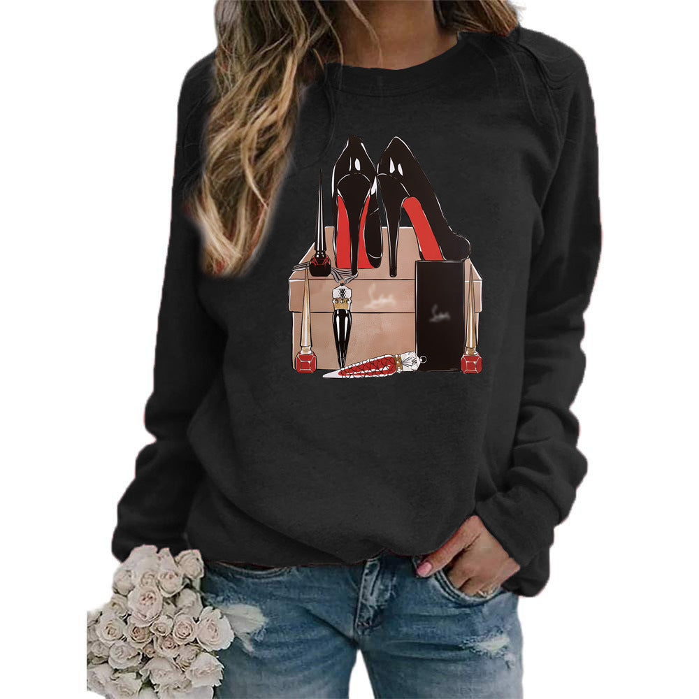 Sudadera con capucha de manga larga y cuello redondo con estampado informal a la moda para mujer