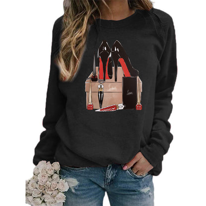 Sudadera con capucha de manga larga y cuello redondo con estampado informal a la moda para mujer
