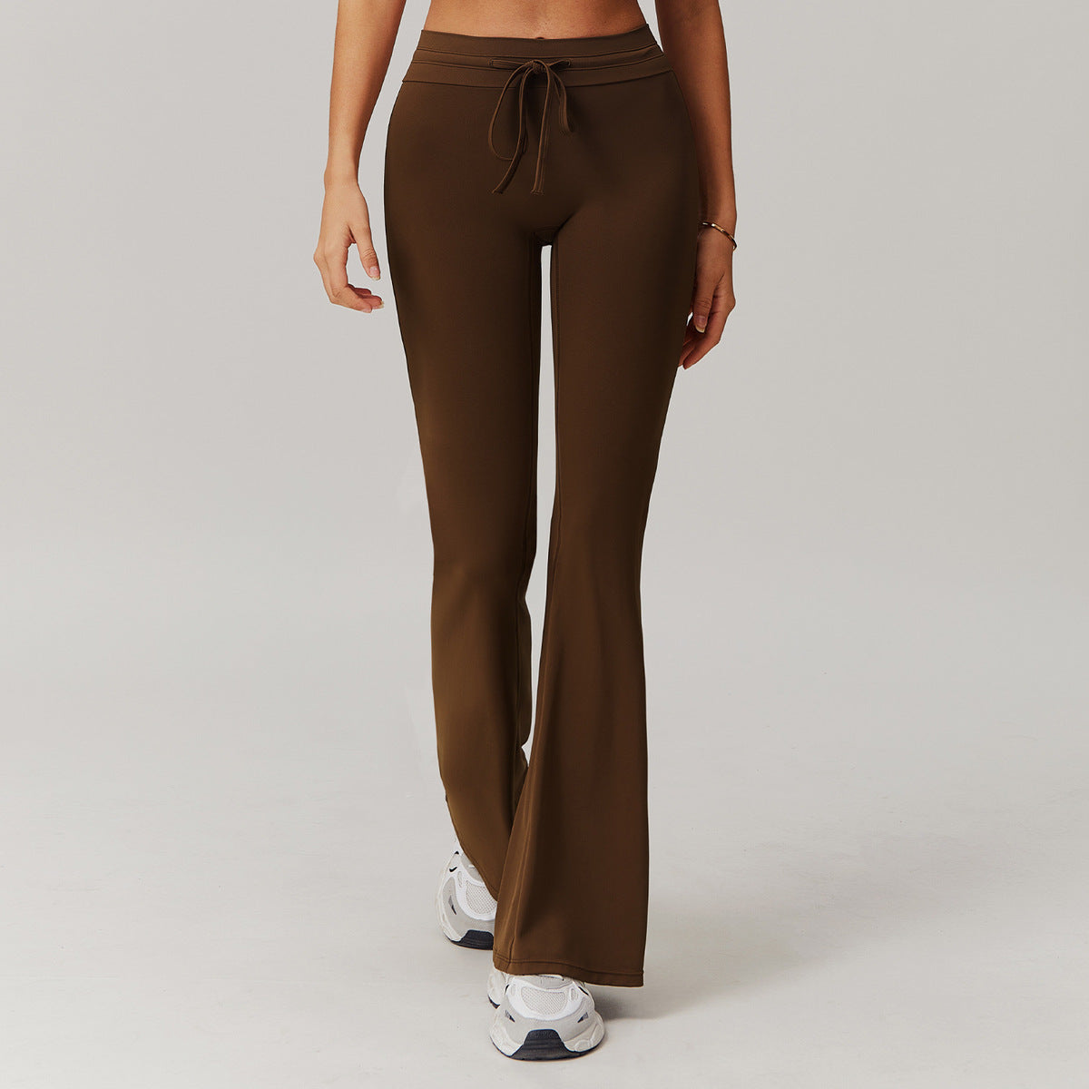 Women Fashion Casual Solid Color High Waist Wide Leg Micro Sports Pants
