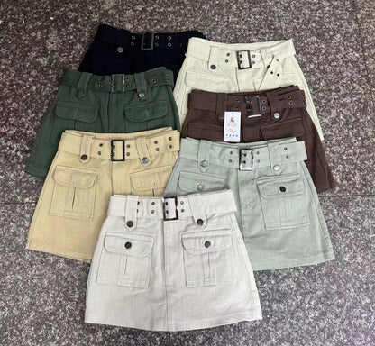 Women'S Fashion Casual Solid Color High Waist Denim Culottes