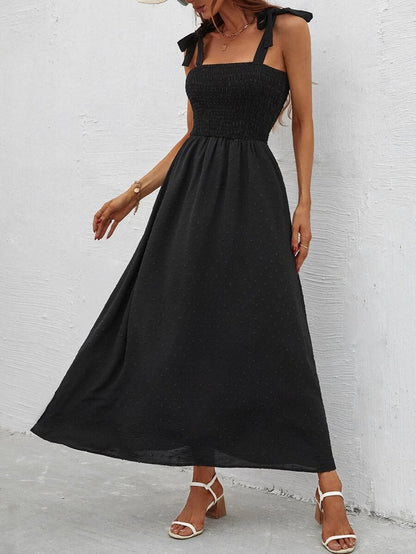 Vestido largo informal con cintura elástica definida y estampado floral para vacaciones de verano para mujer