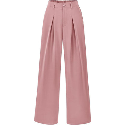Pantalones casuales de pierna ancha y holgados de color sólido para mujer