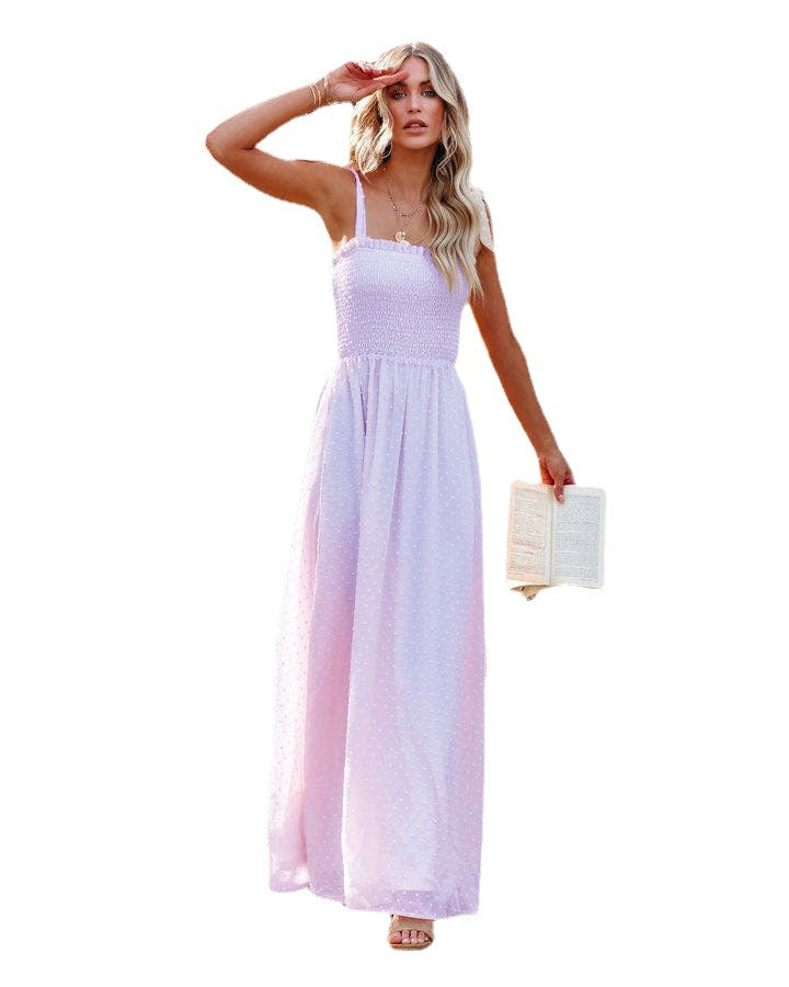 Summer Women Casual Fashion Sling Chiffon Maxi Dress