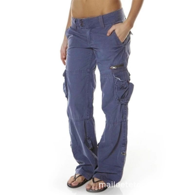 Women Fashion Casual Loose Pocket Wide-Legged Pants
