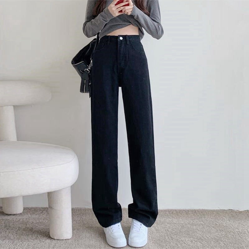 Vaqueros rectos casuales holgados a la moda para mujer