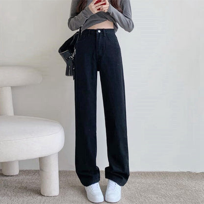 Vaqueros rectos casuales holgados a la moda para mujer