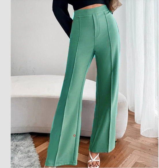 Women Simple Casual Solid Color High Waist Hip Pants