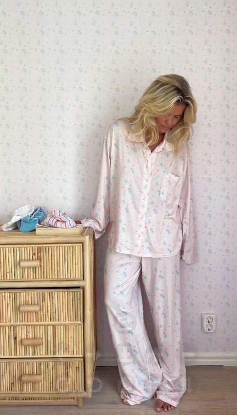 Conjunto de pijama informal con estampado para mujer