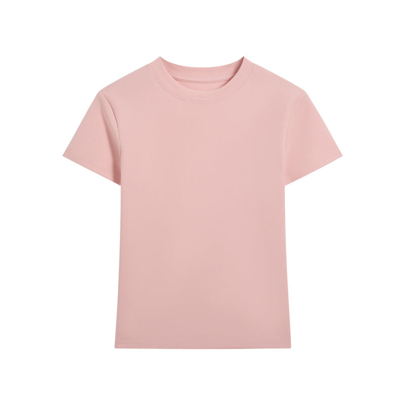 Camiseta informal de manga corta de color liso para mujer
