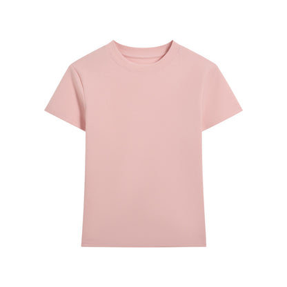 Camiseta informal de manga corta de color liso para mujer