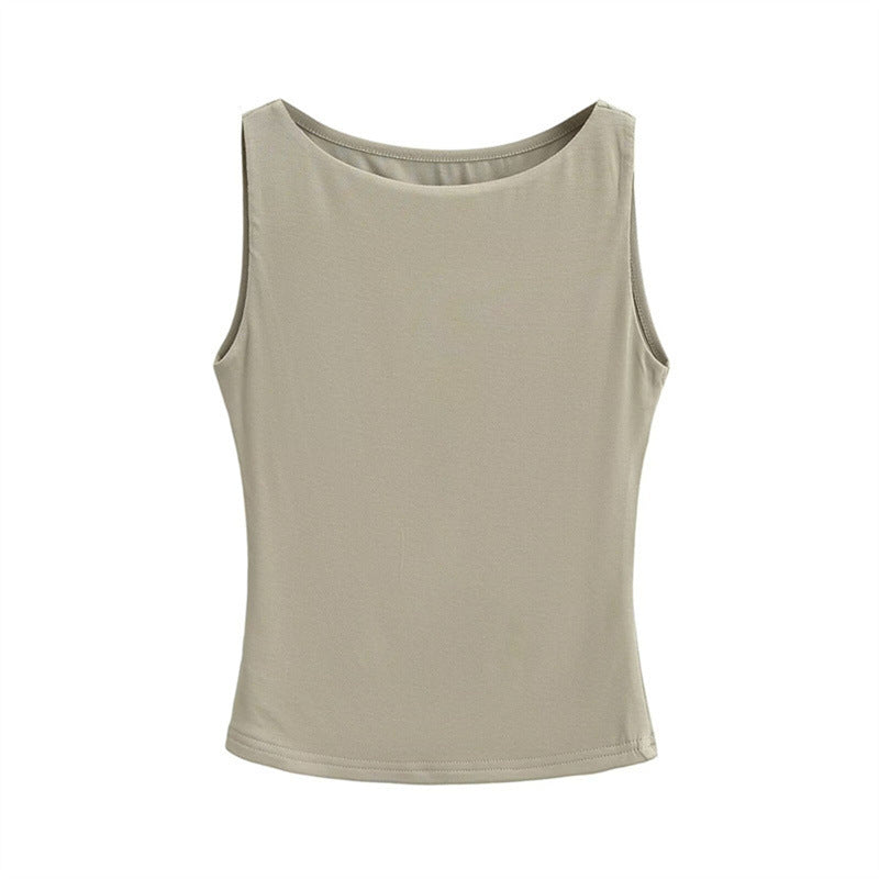 Women Casual Solid Color Sleeveless Slim-Fit Tank Top