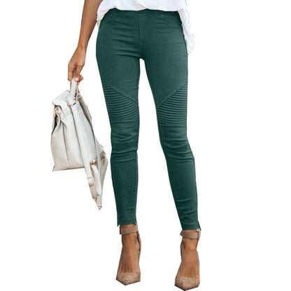 Women Casual Plus Size Solid Color Autumn Spring Skinny Pants