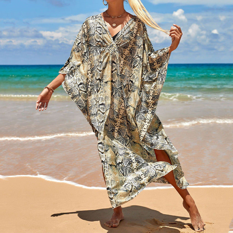 Traje de baño de verano para mujer, informal, estampado, holgado, protector solar