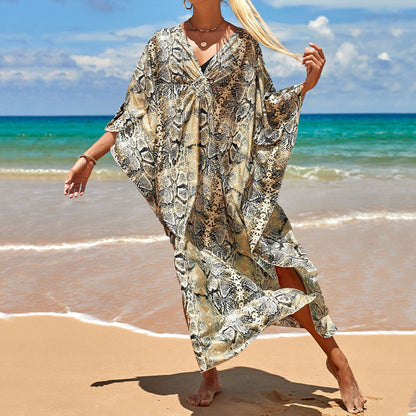 Traje de baño de verano para mujer, informal, estampado, holgado, protector solar