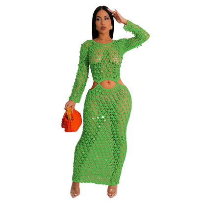 Vestido informal de punto con lentejuelas y manga larga para mujer
