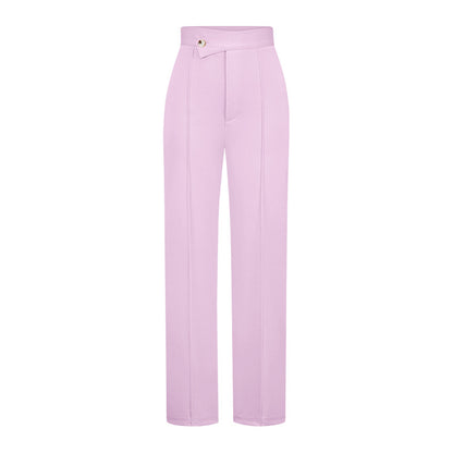 Women Fashion Casual Solid Color Wide Leg High Waist Slim Fit Pants
