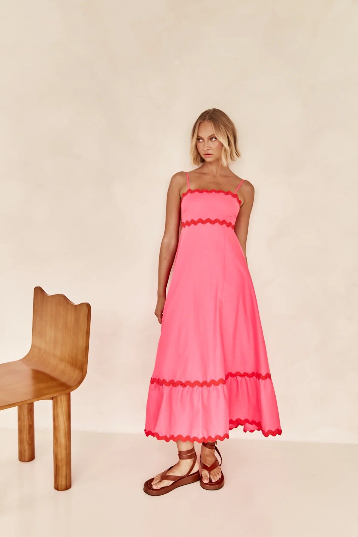 Women Casual Summer Vacation Floral Color Blocking Maxi Sun Dress