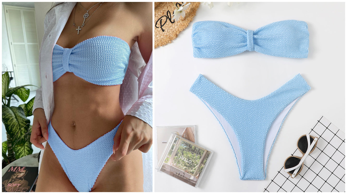 Conjunto de bikini de 2 piezas para mujer, traje de baño de cintura baja, informal