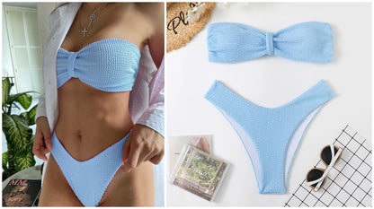 Conjunto de bikini de 2 piezas para mujer, traje de baño de cintura baja, informal