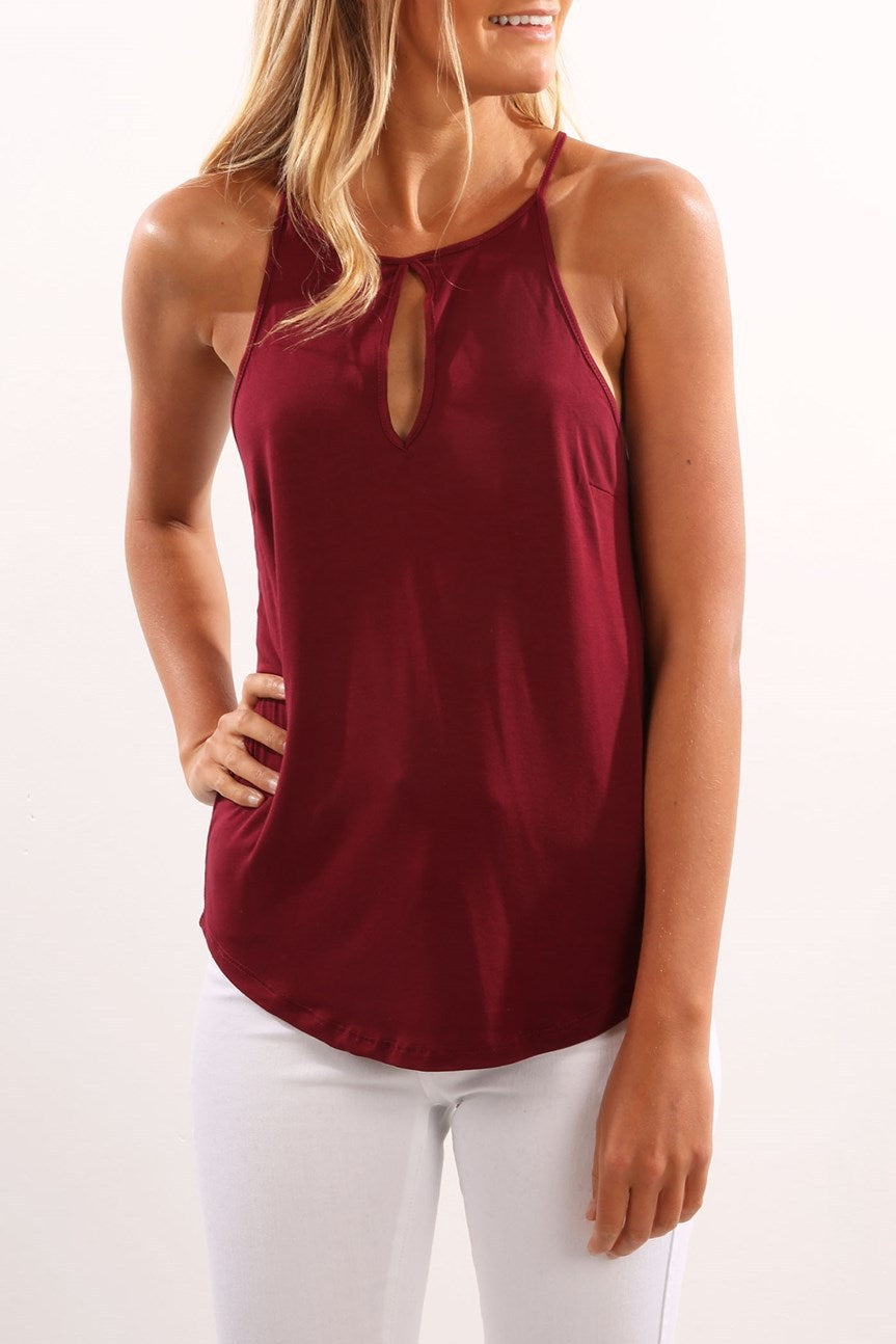 Women Basic Casual Fashion Solid Color Round Neck Tank Top