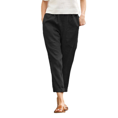 Women Basic Solid Color Casual Pants Straight Pants