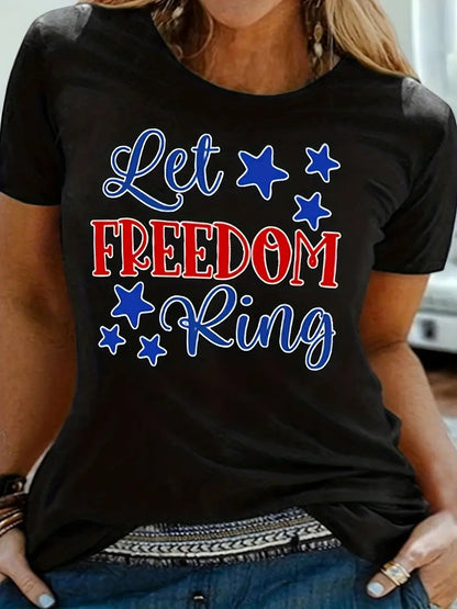 Camiseta informal de manga corta con estampado de dibujos animados para mujer