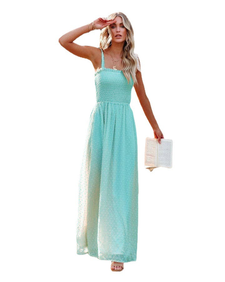 Summer Women Casual Fashion Sling Chiffon Maxi Dress