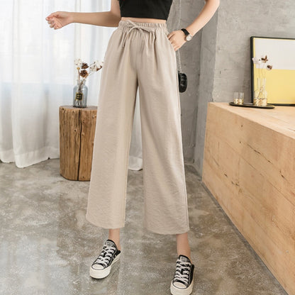 Women'S Fashion Casual Loose High Waist Thin Drape Cropped Pants