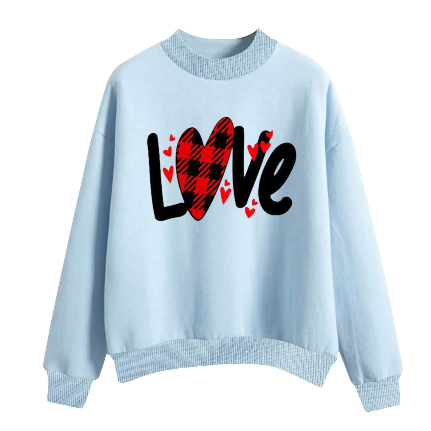 Sudadera holgada informal de San Valentín para mujer, con estampado de corazón y letras de amor, cuello redondo y manga larga